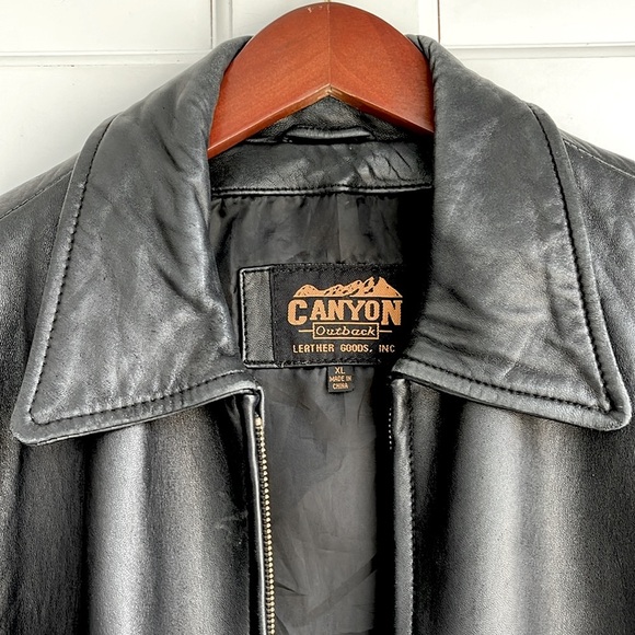 Black Leather Jacket by Canyon Outback sleek oversized so soft genuine size XL - Picture 3 of 7